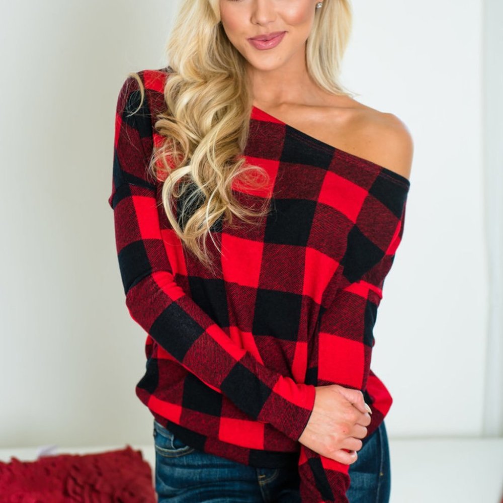 Red Black Buffalo Check Plaid Shirt
